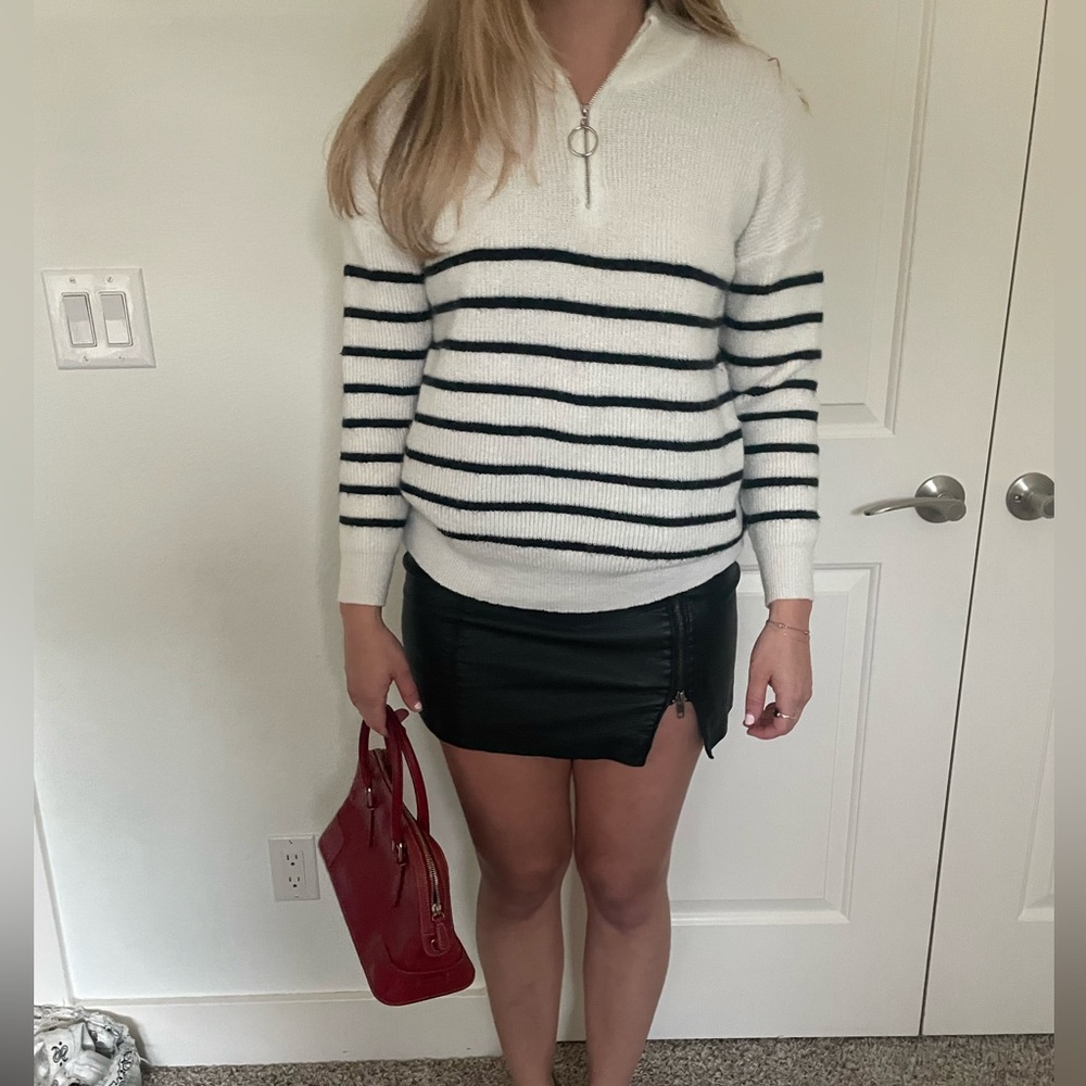 Striped White and Black Sweater